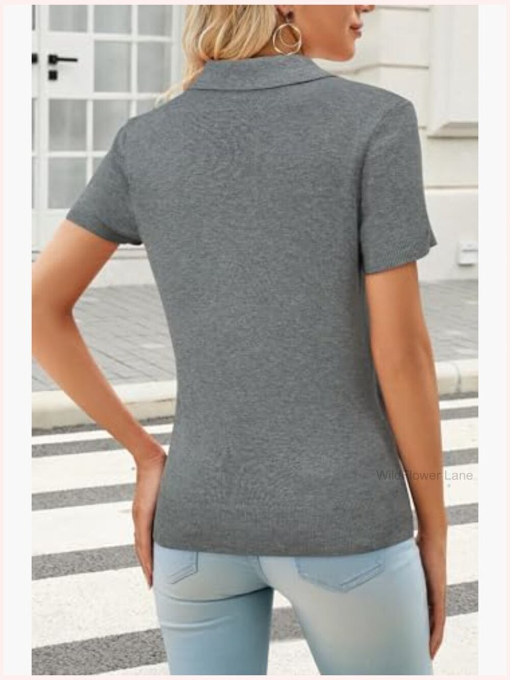 Women's Wool Blend Short Sleeve Knit Pullover Sweater Business Casual - Picture 2 of 7